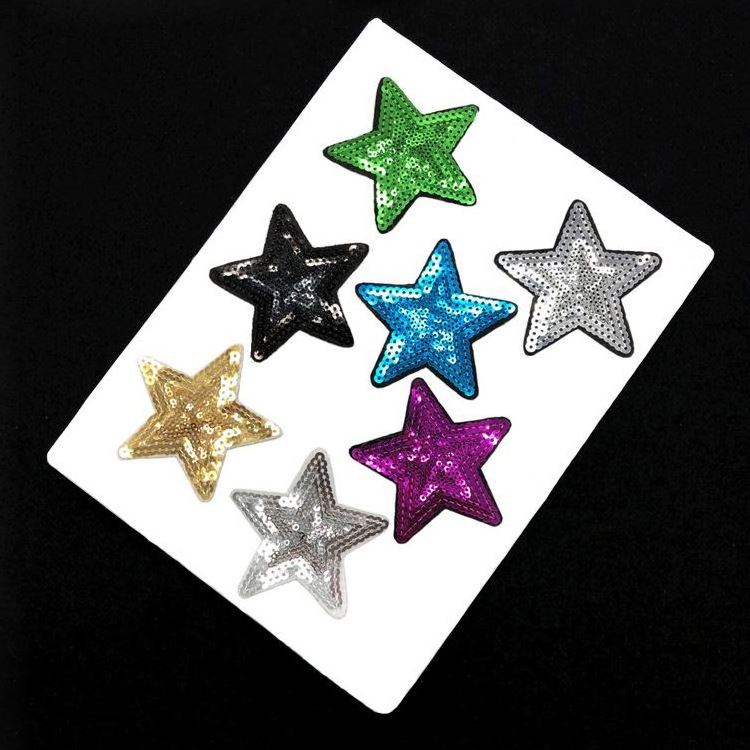 Wholesale multi color star Custom Embroidery Patch Sequin Sew On Patches for clothing shoes for kids Shirt hat Decoration