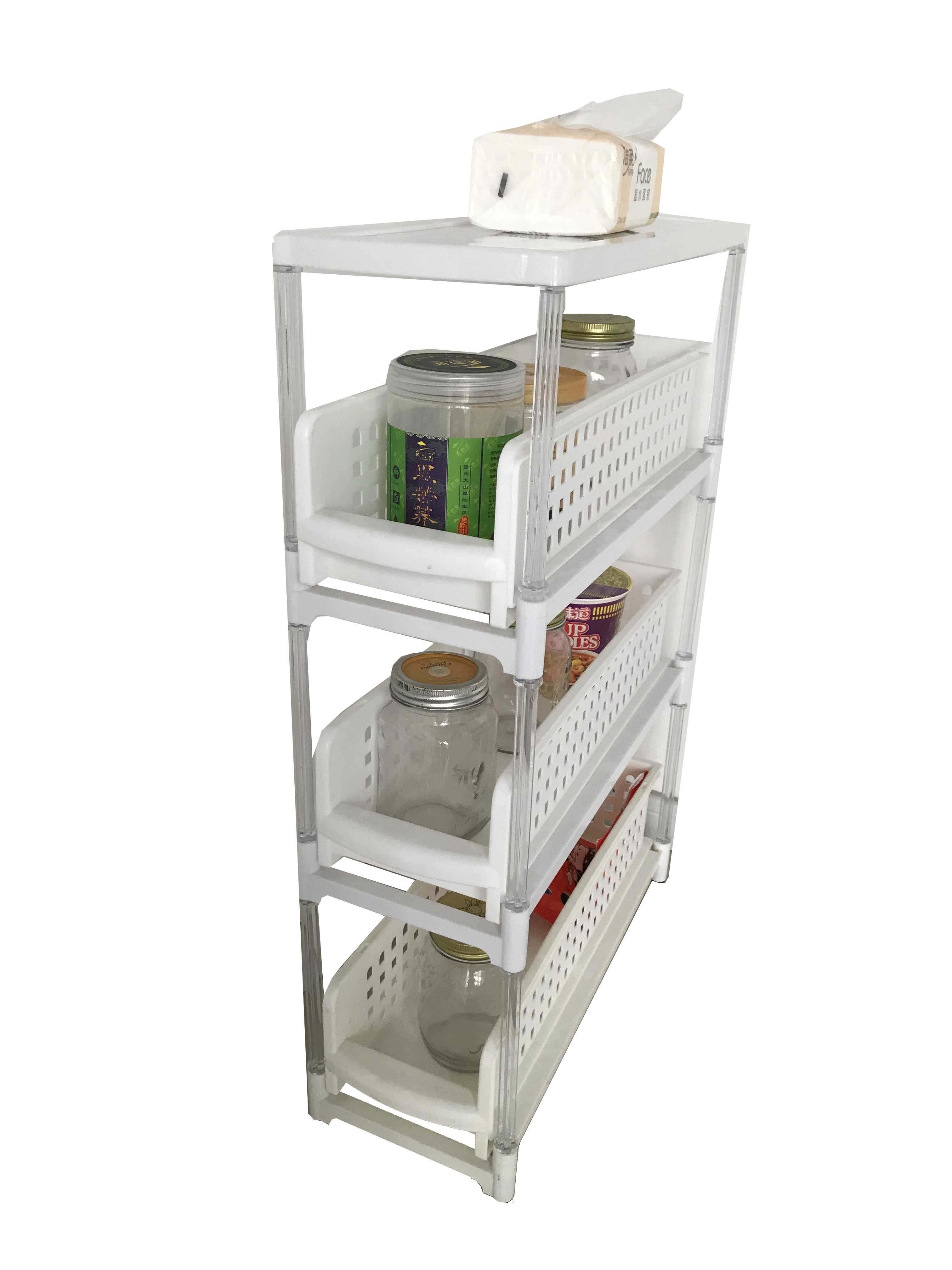 Multipurpose And Versatile 5 Tier Slim Side Rack Shelf with lid