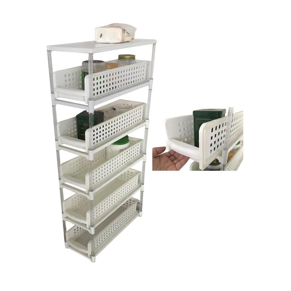 3 / 4-Tier Kitchen  bathroom Slim Sliding Save space Drawer Storage Rack with Wheel