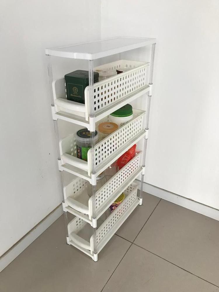 Multipurpose And Versatile 5 Tier Slim Side Rack Shelf with lid