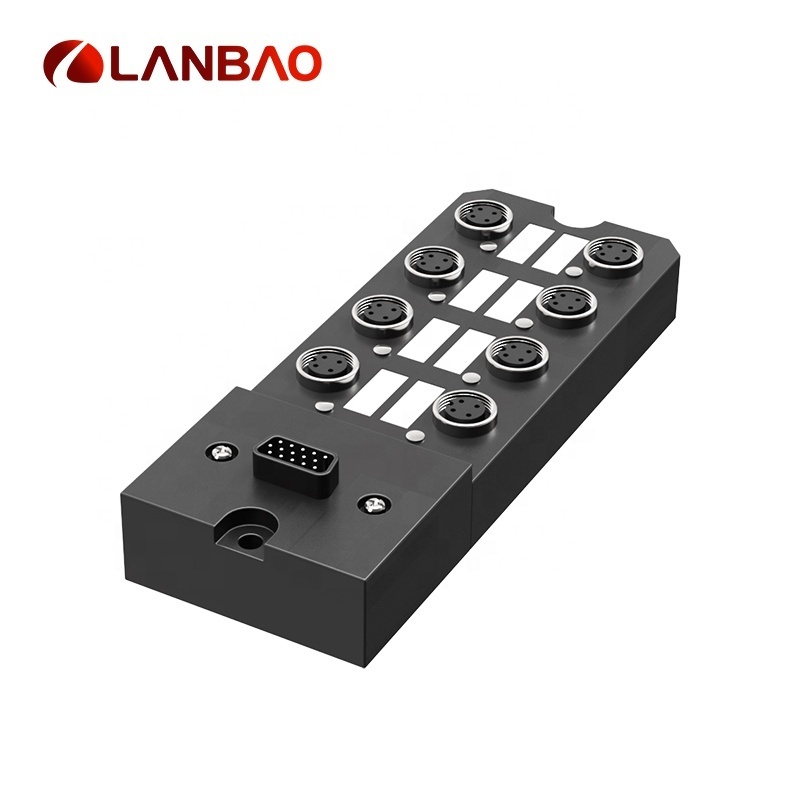 LANBAO M12 M8 Ports Junction Boxes M12 M8 Female Distribution Boxes Input Male Connector with 3 Core/4core 3P 4p