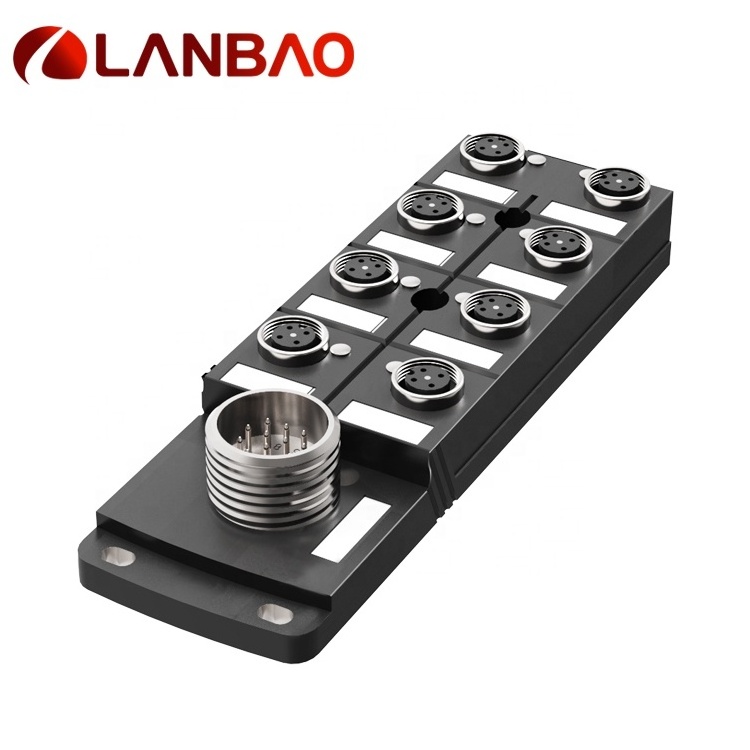 LANBAO M12 M8 Ports Junction Boxes M12 M8 Female Distribution Boxes Input Male Connector with 3 Core/4core 3P 4p