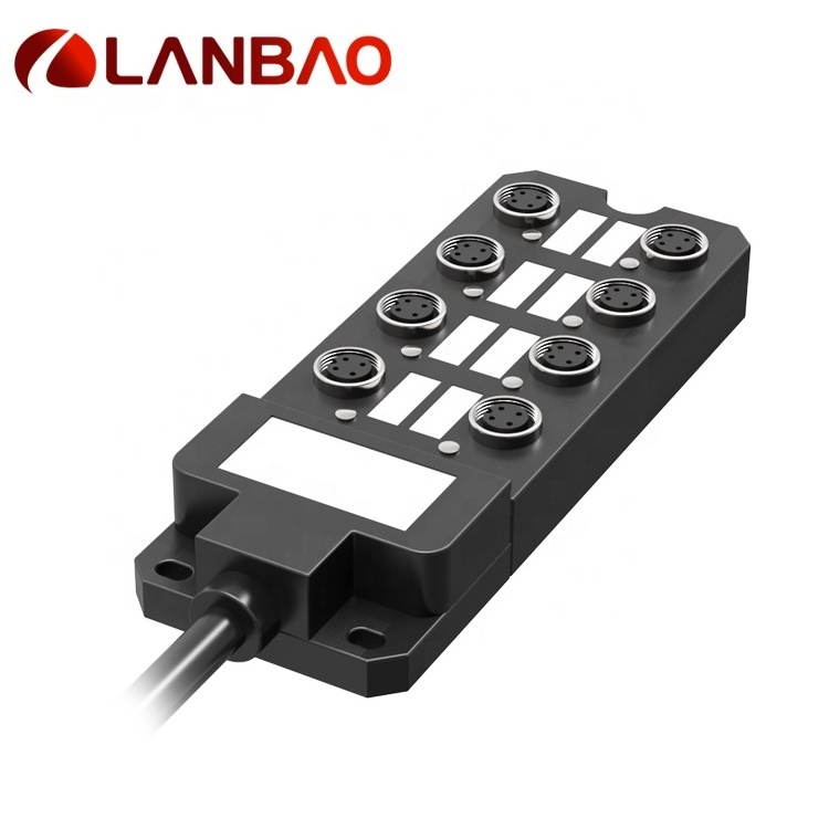 LANBAO M12 M8 Ports Junction Boxes M12 M8 Female Distribution Boxes Input Male Connector with 3 Core/4core 3P 4p