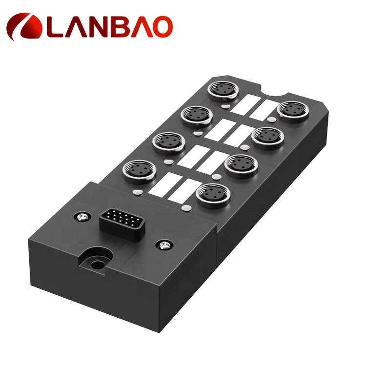 LANBAO M12 M8 Ports Junction Boxes M12 M8 Female Distribution Boxes Input Male Connector with 3 Core/4core 3P 4p