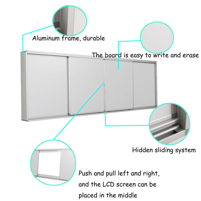 School Classroom Interactive Flat Panel Protect Sliding Whiteboard Magnetic Blackboard Cabinet