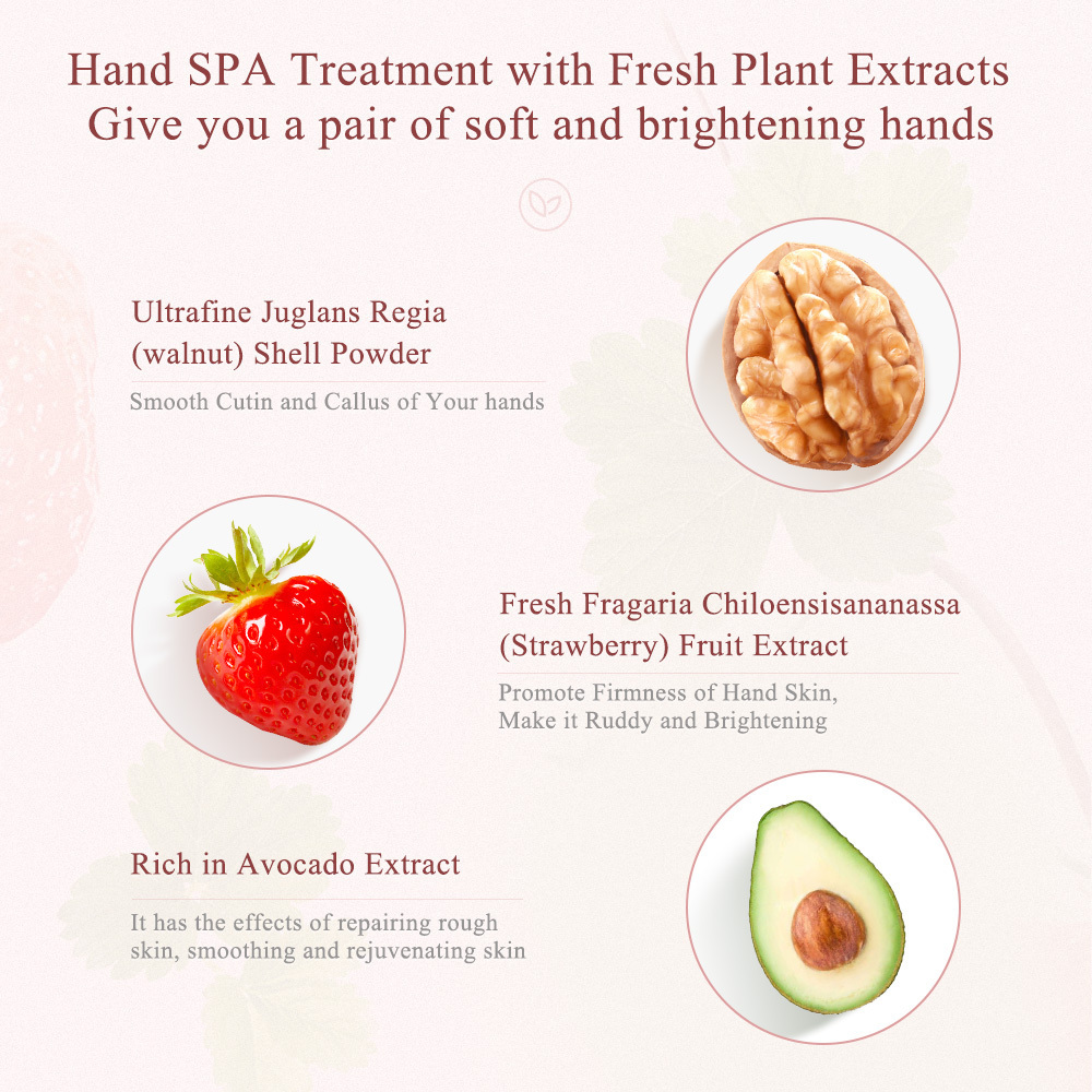 BREYLEE Private Label Strawberry Brightening Skin Mask Gloves Exfoliating Moisturizing Hand Mask