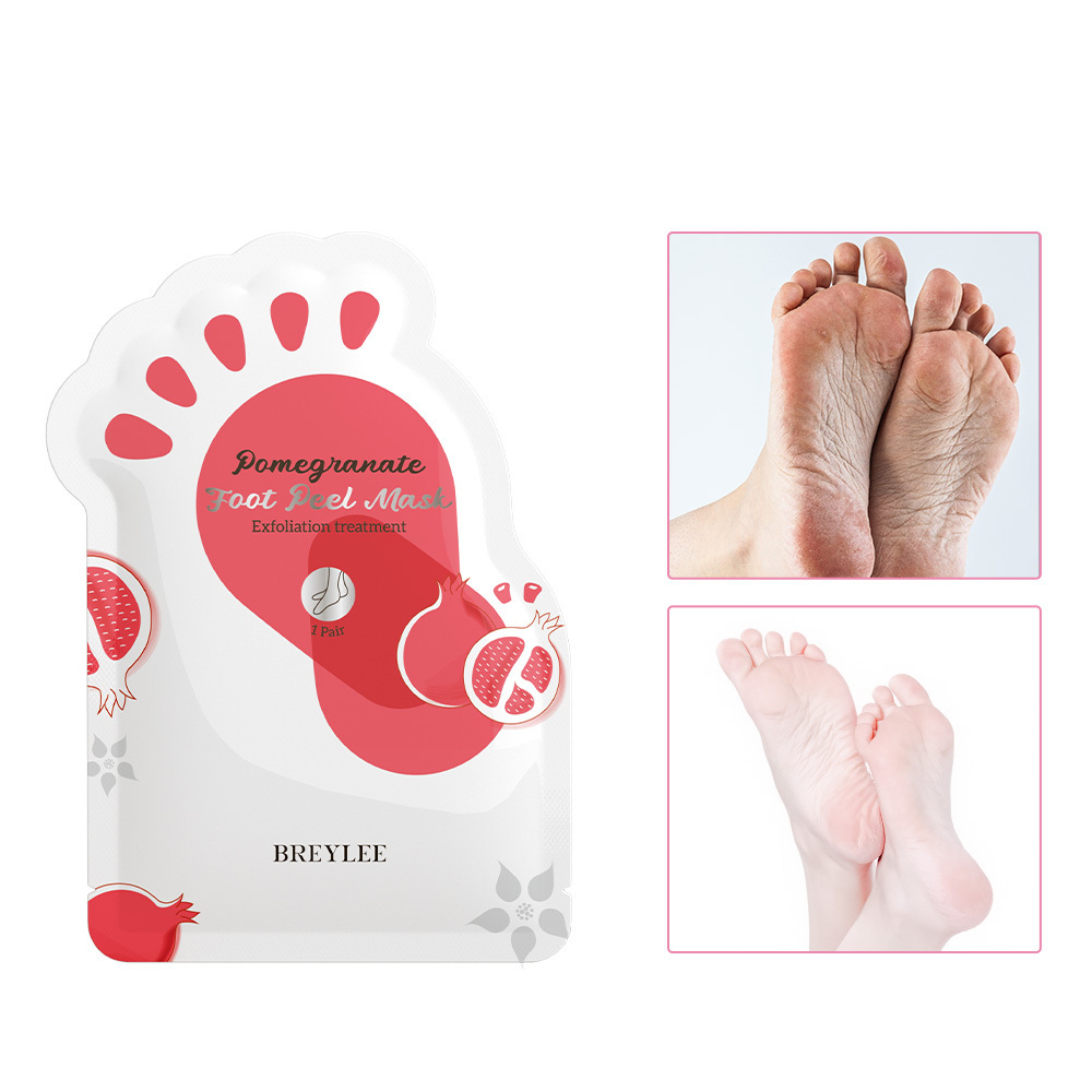 BREYLEE Wholesale Pomegranate Feet Soften Dead Skin Brightening Exfoliating Peeling Foot Mask