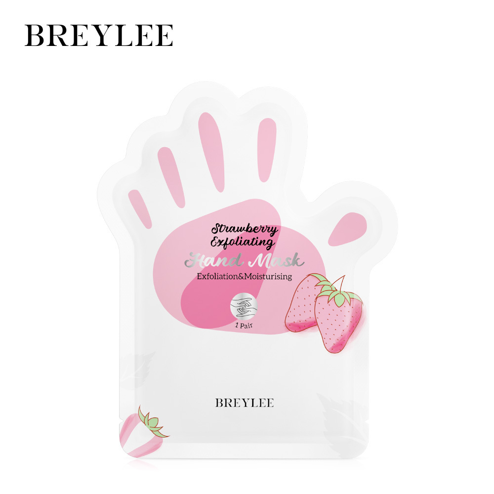 BREYLEE Private Label Strawberry Brightening Skin Mask Gloves Exfoliating Moisturizing Hand Mask