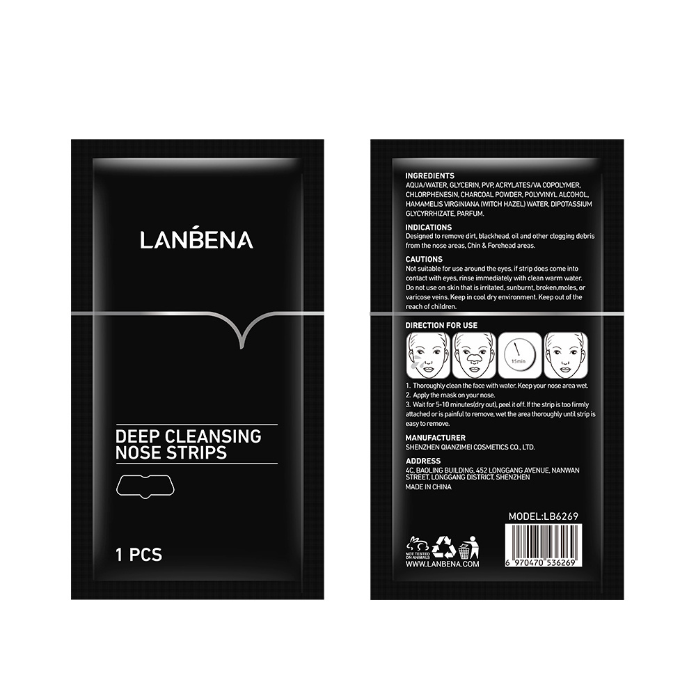 LANBENA Bamboo Charcoal Deep Cleansing Nose Strips Pore Strips For Blackhead Removal Peel Off Mask