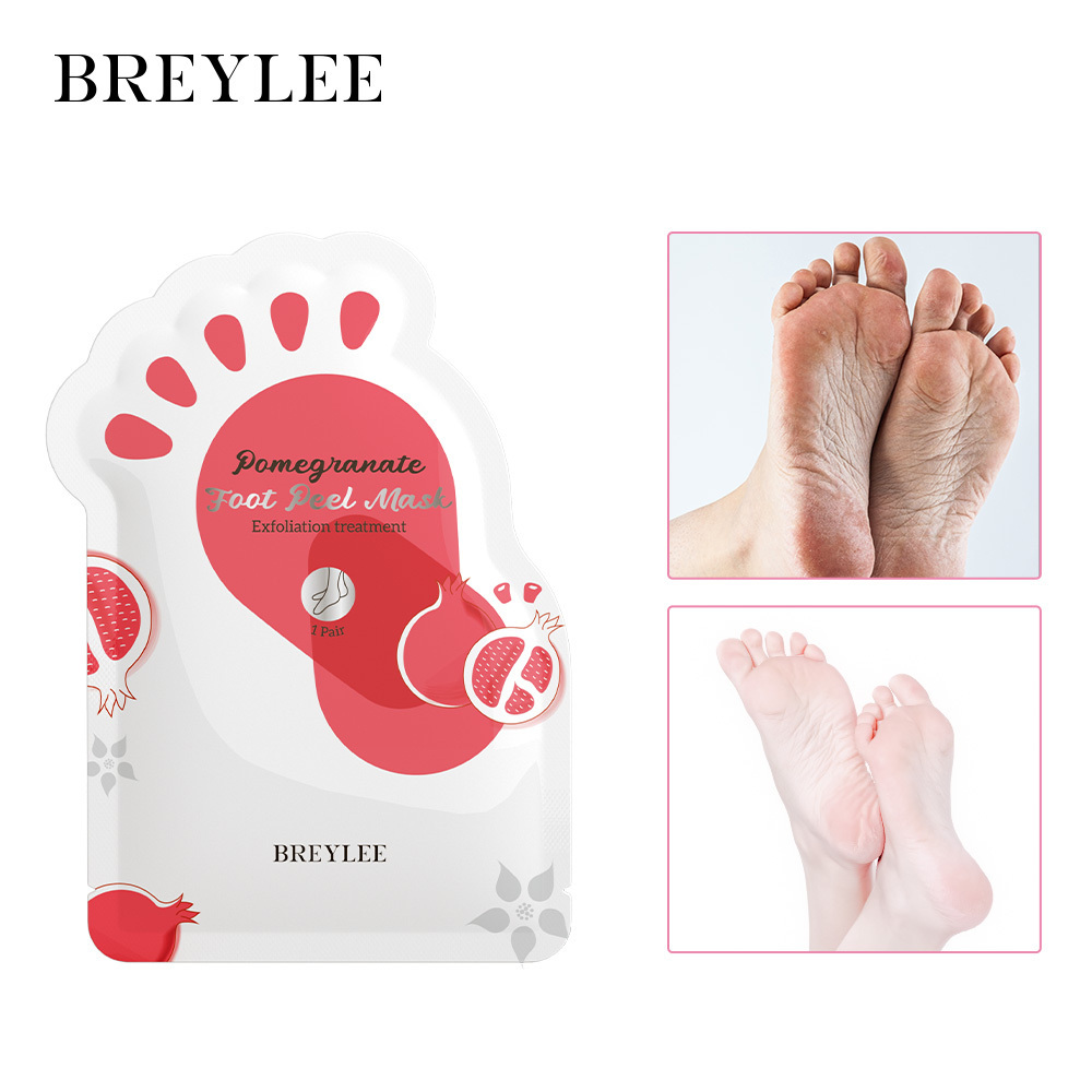 BREYLEE Wholesale Pomegranate Feet Soften Dead Skin Brightening Exfoliating Peeling Foot Mask