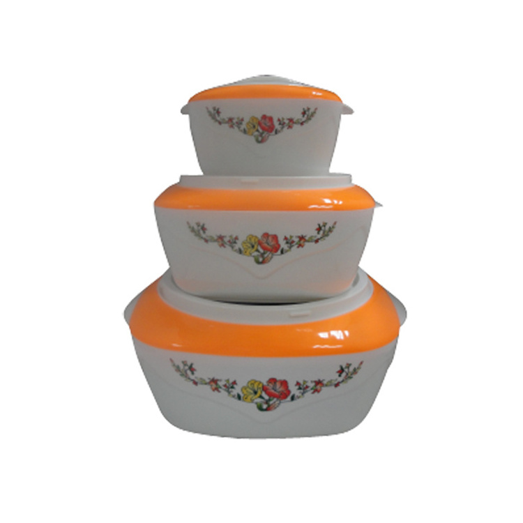 Hot Sale 3 Pcs/Set Plastic Thermo Bowls Insulated Casserole Hot Pot Food Warmer Containers Set