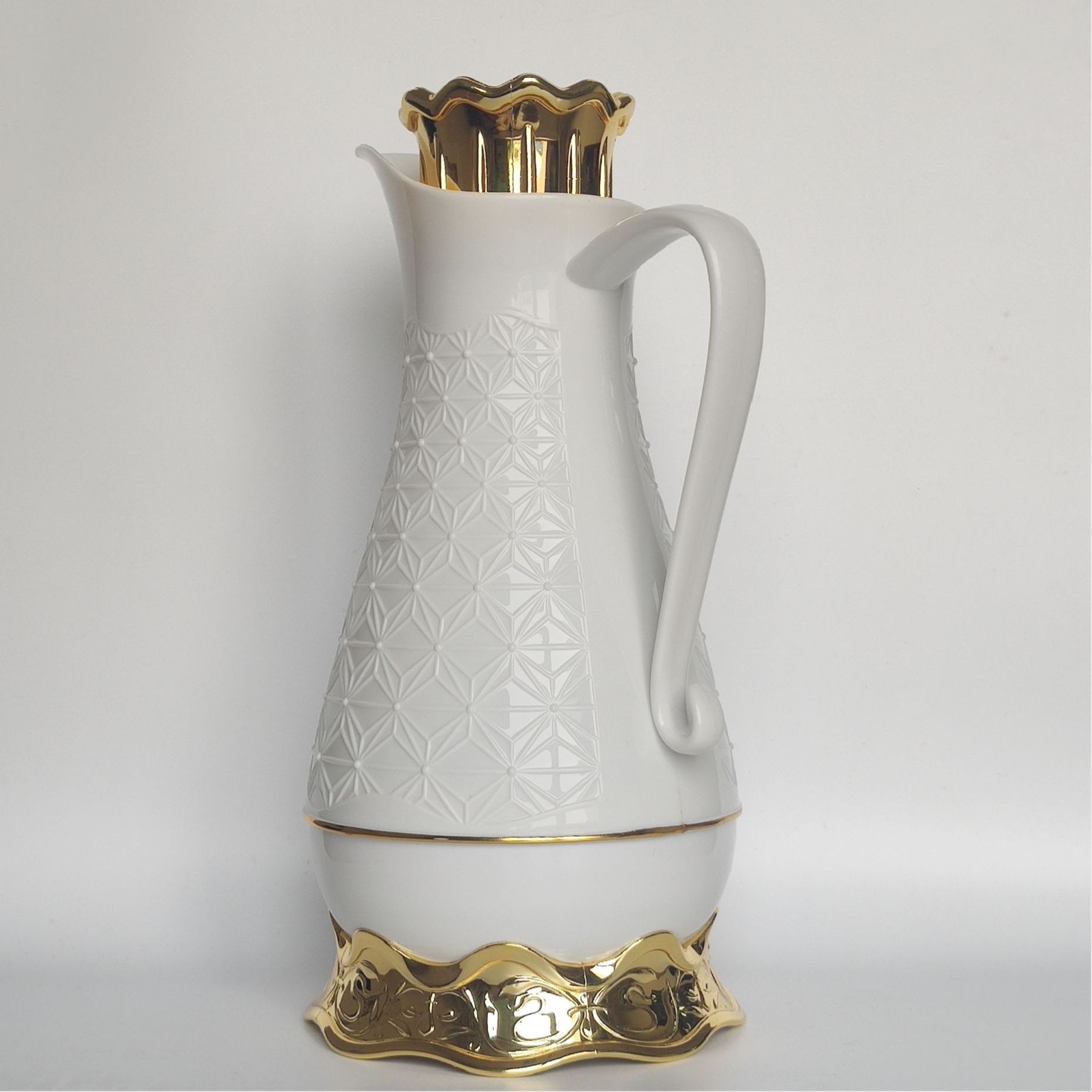 2023 New Arrival 0.5L+0.8L PP Outer Glass Inner Arabic Coffee Pot Gold Silver Vacuum Flask Coffee Tea Pot