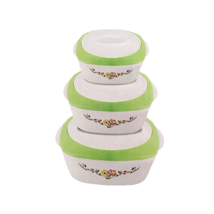 Hot Sale 3 Pcs/Set Plastic Thermo Bowls Insulated Casserole Hot Pot Food Warmer Containers Set