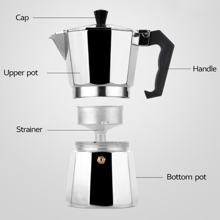 Classic Portable Home Use 1/2/3/6/9/12 Cups Aluminum Moka Espresso Coffee Pots