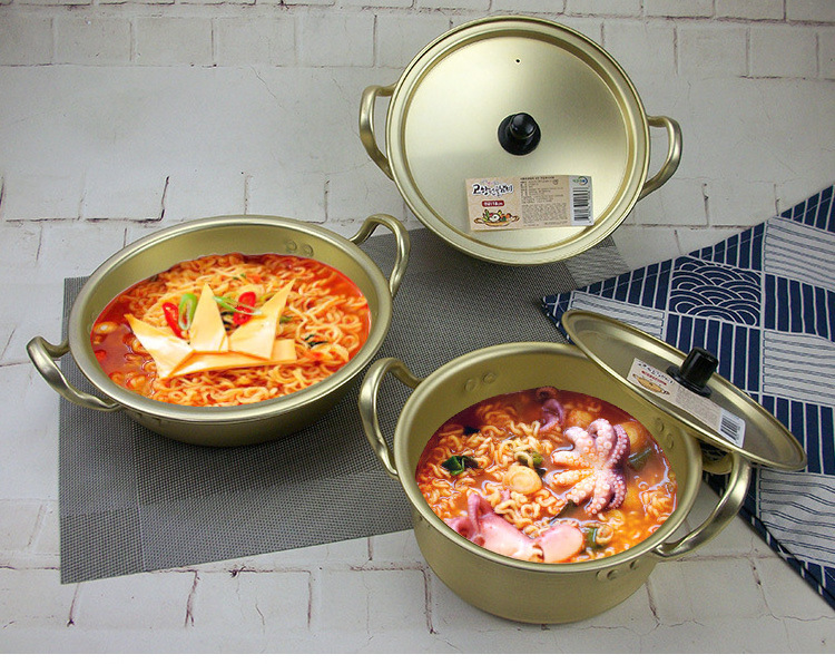 Aluminum Quick Heat Pan Easy To Clean Soup Pot Ramen Pot Korean Cookware Pot with Lid