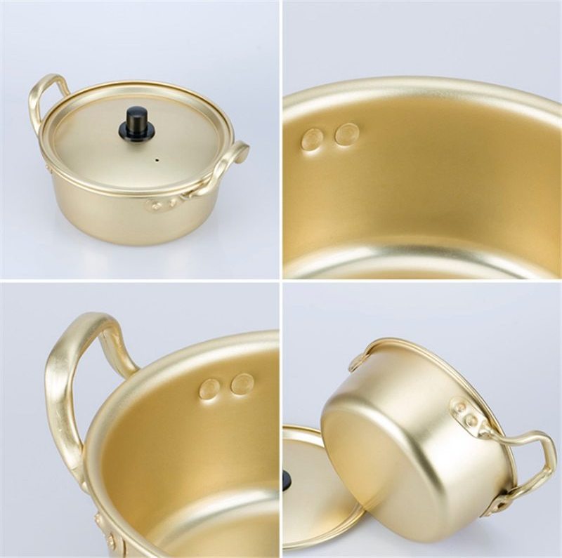 Aluminum Quick Heat Pan Easy To Clean Soup Pot Ramen Pot Korean Cookware Pot with Lid