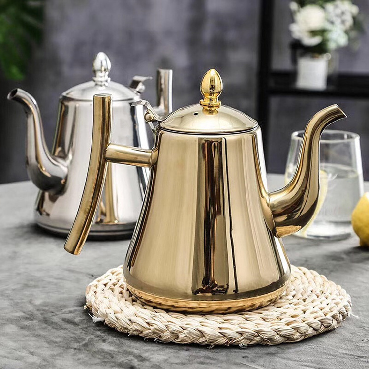 Hot Selling 1.5L/2L Premium Pour Over Gold Color 201 Stainless Steel Coffee Drip Kettle Drip Coffee Pot for Office and Home Use