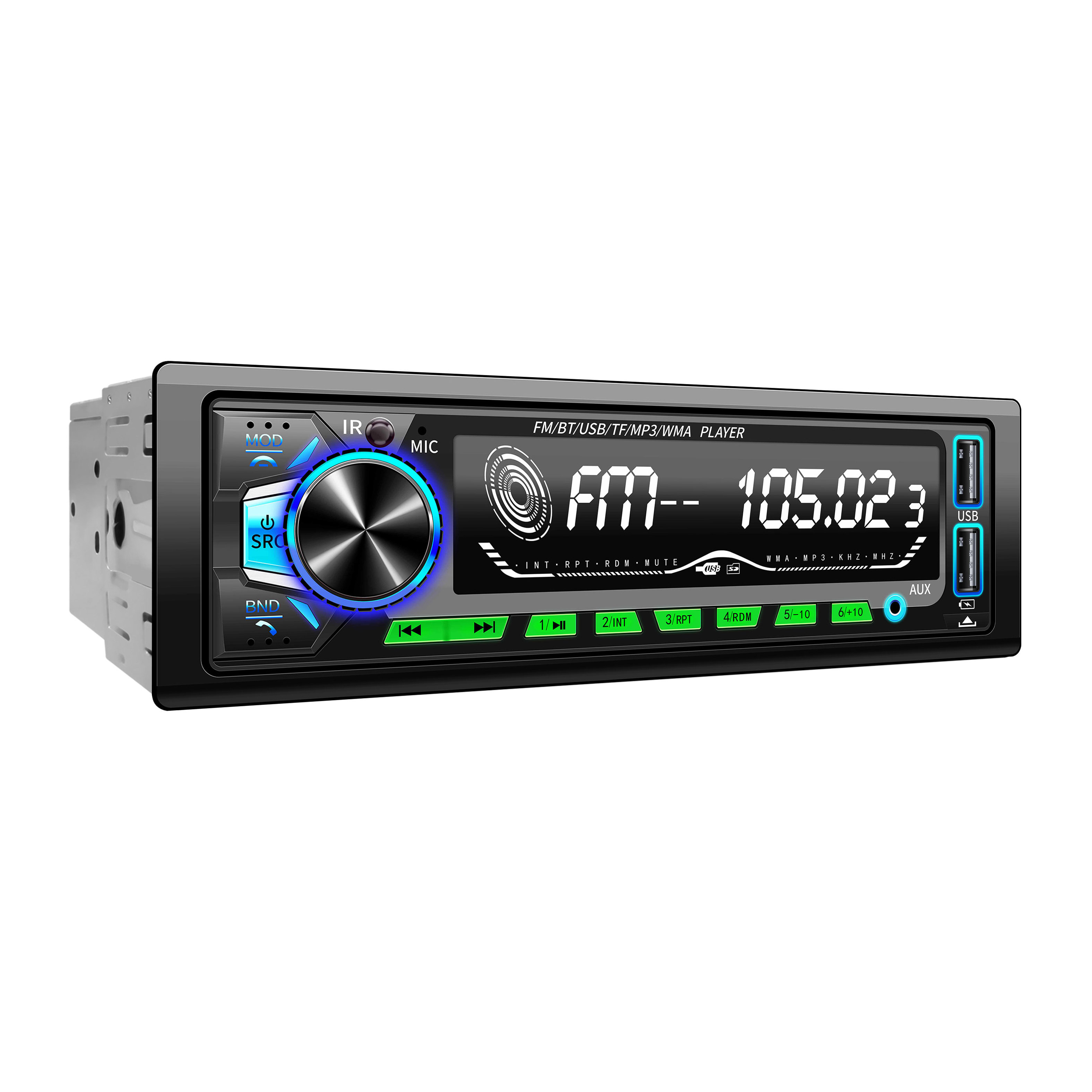 Universal 1din Car Stereo Cassette  car Audio USB Mp3 Music Player with hands free AUX subwoofer output