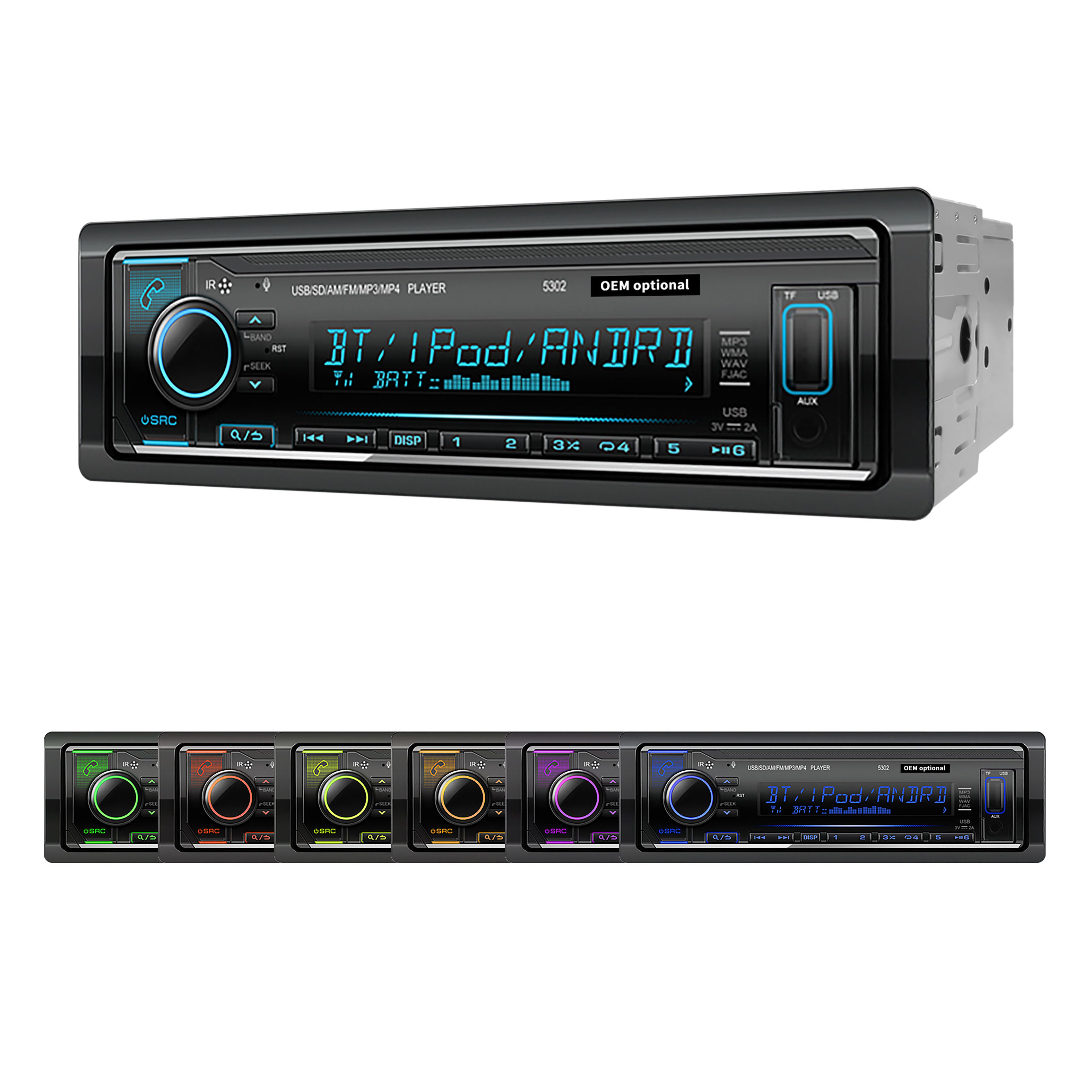 Professional subwoofer car sound receiver player high sound car amplifIer radio with DSP usb sd have handsfree