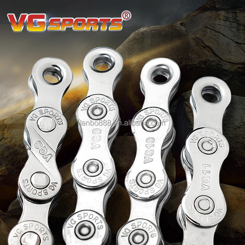 VG SPORTS Bike Chain 8/9/10/11 Speed Ultralight Bicycle Chain MTB Road Bike Chains Bicycle Silver High-carbon Steel