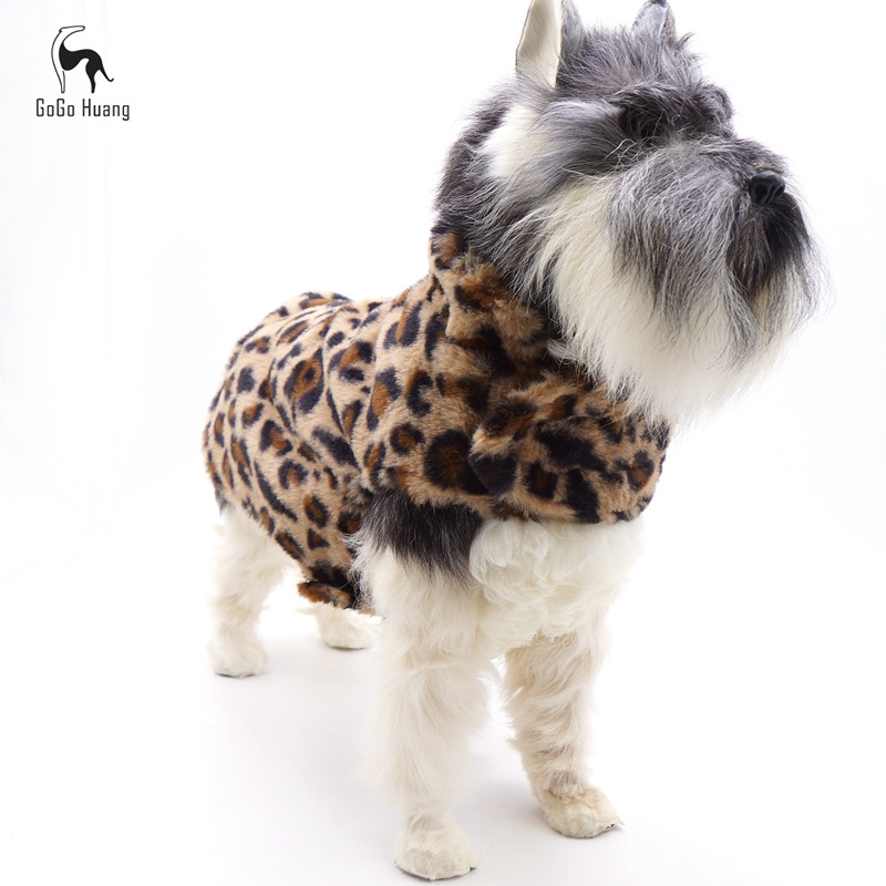 GoGo Huang Factory wholesale autumn and winter thicken warm pet clothes  dog vest Pet Leopard Warm Vest