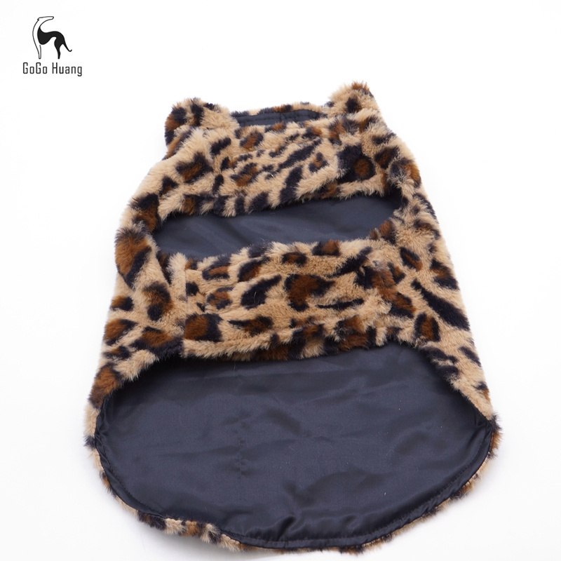 GoGo Huang Factory wholesale autumn and winter thicken warm pet clothes  dog vest Pet Leopard Warm Vest