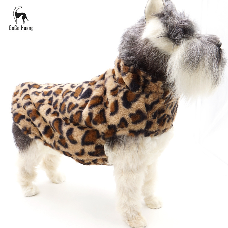 GoGo Huang Factory wholesale autumn and winter thicken warm pet clothes  dog vest Pet Leopard Warm Vest