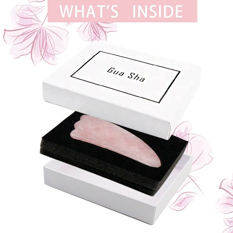 Private Label Skin Care Body Massager Pink Rose Quartz Gua Sha Stone