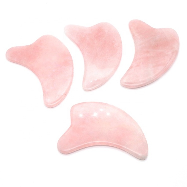 Private Label Skin Care Body Massager Pink Rose Quartz Gua Sha Stone