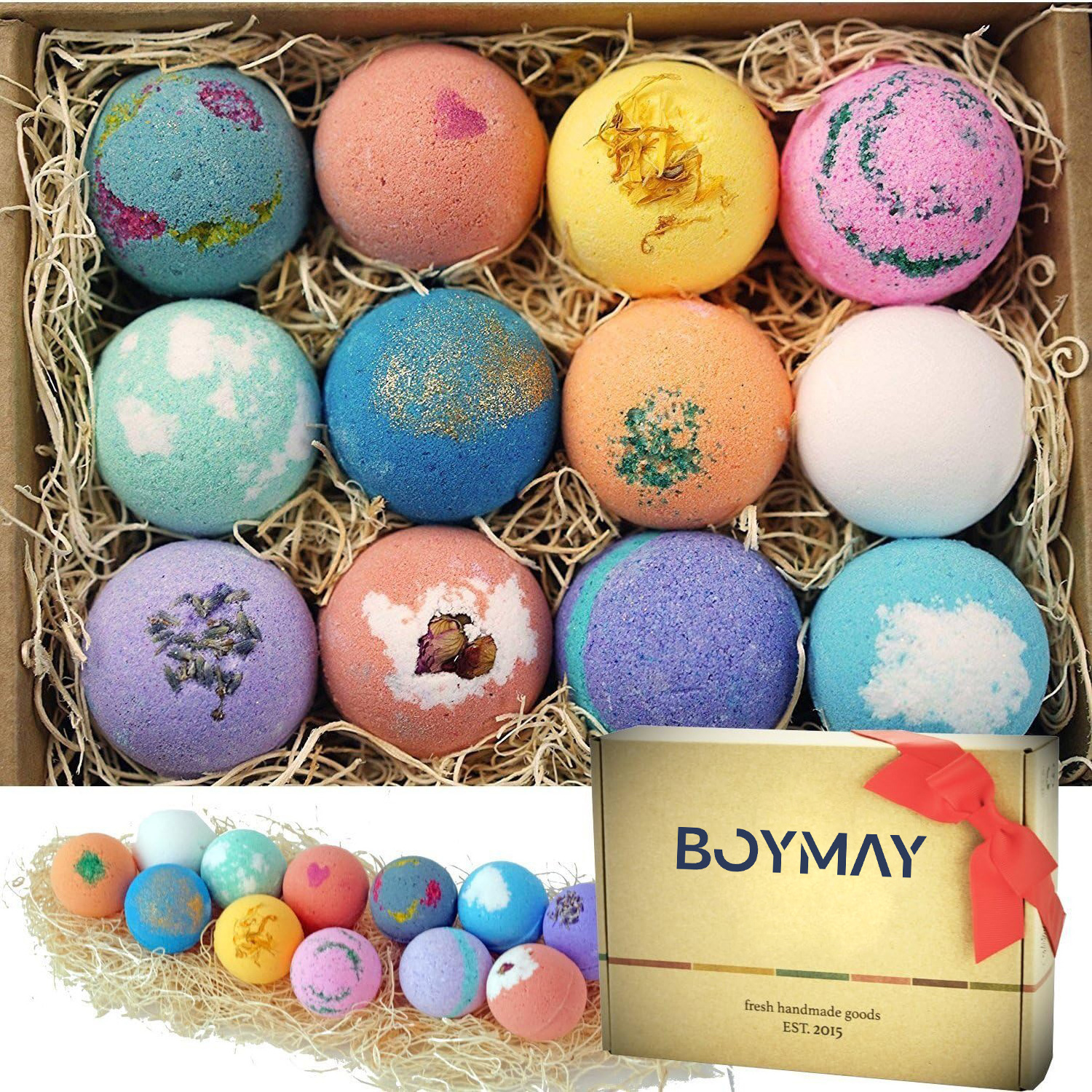 OEM Factory Customized Wholesale 100% Natural Ingredients Bubble Bath Bombs for Women Gift Set 12 Pcs Bathbombs