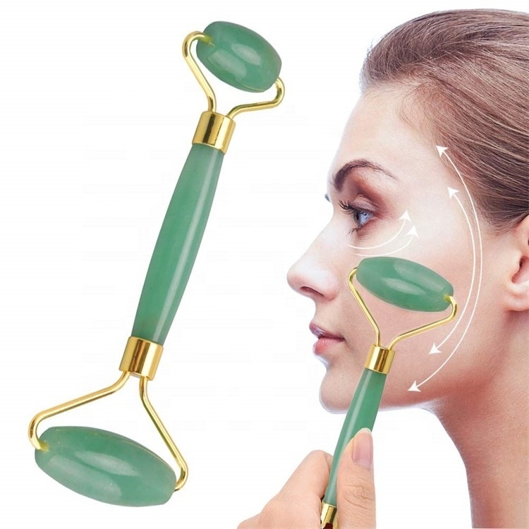 OEM / ODM Best High Quality Anti Aging Massager Green Natural Facial Gua Sha Gemstone Green Jade Face Roller for Face Body