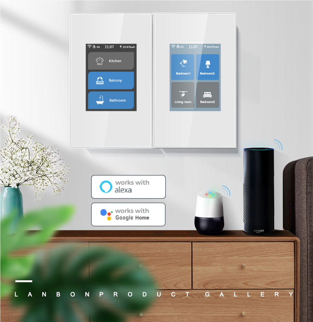 Lanbon Newest 4 gang Smart Light Switch Lcd Touch Screen Smart Switch WIFI With APP and Voice Control