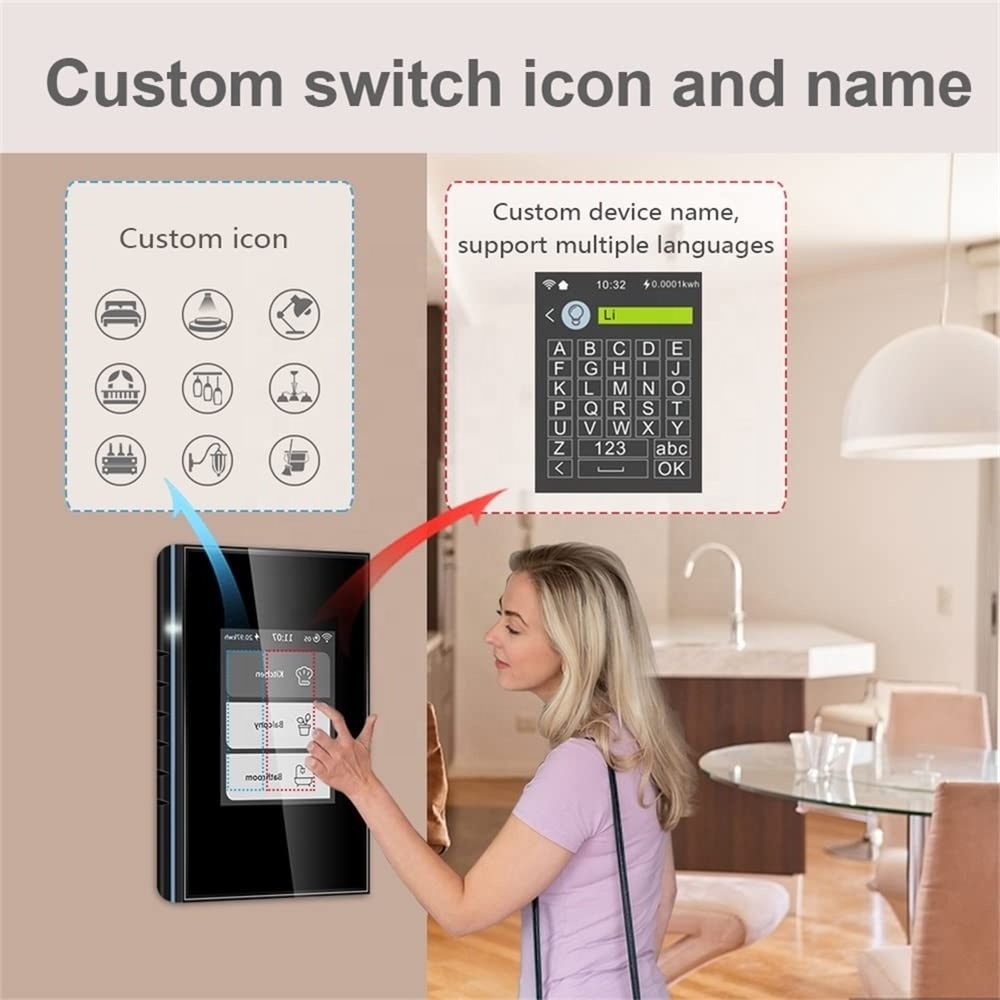 Smart tuya wall switch 3 gang remote control LCD Smart Light Switch Work with Tuya Smart Life Supports Alexa&Google Home&IFTTT