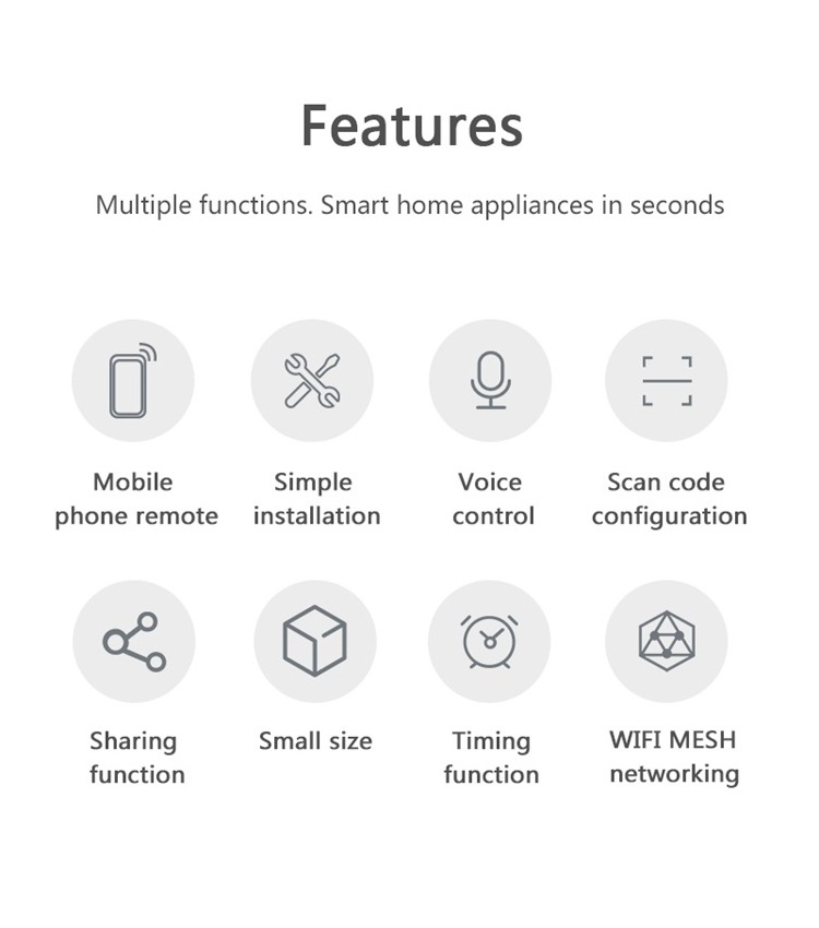 Phone APP Wireless Remote Control Tuya wifi Switch Large Power And voice control smart module google home wifi mesh switch