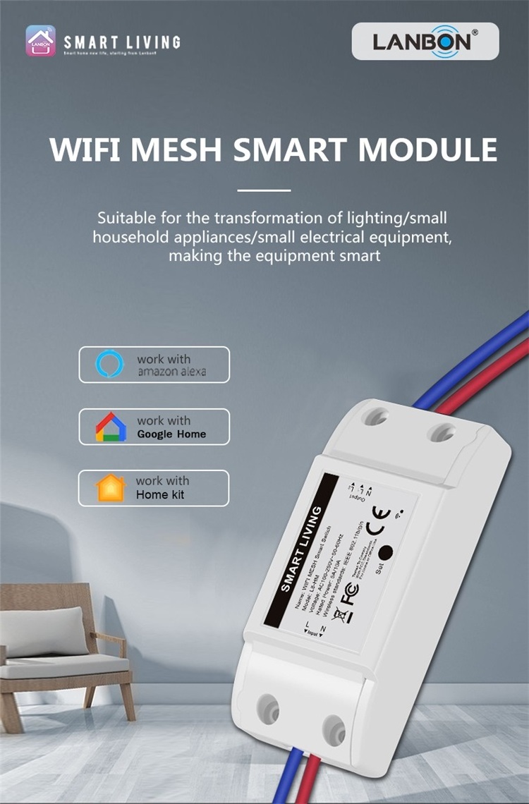 Phone APP Wireless Remote Control Tuya wifi Switch Large Power And voice control smart module google home wifi mesh switch