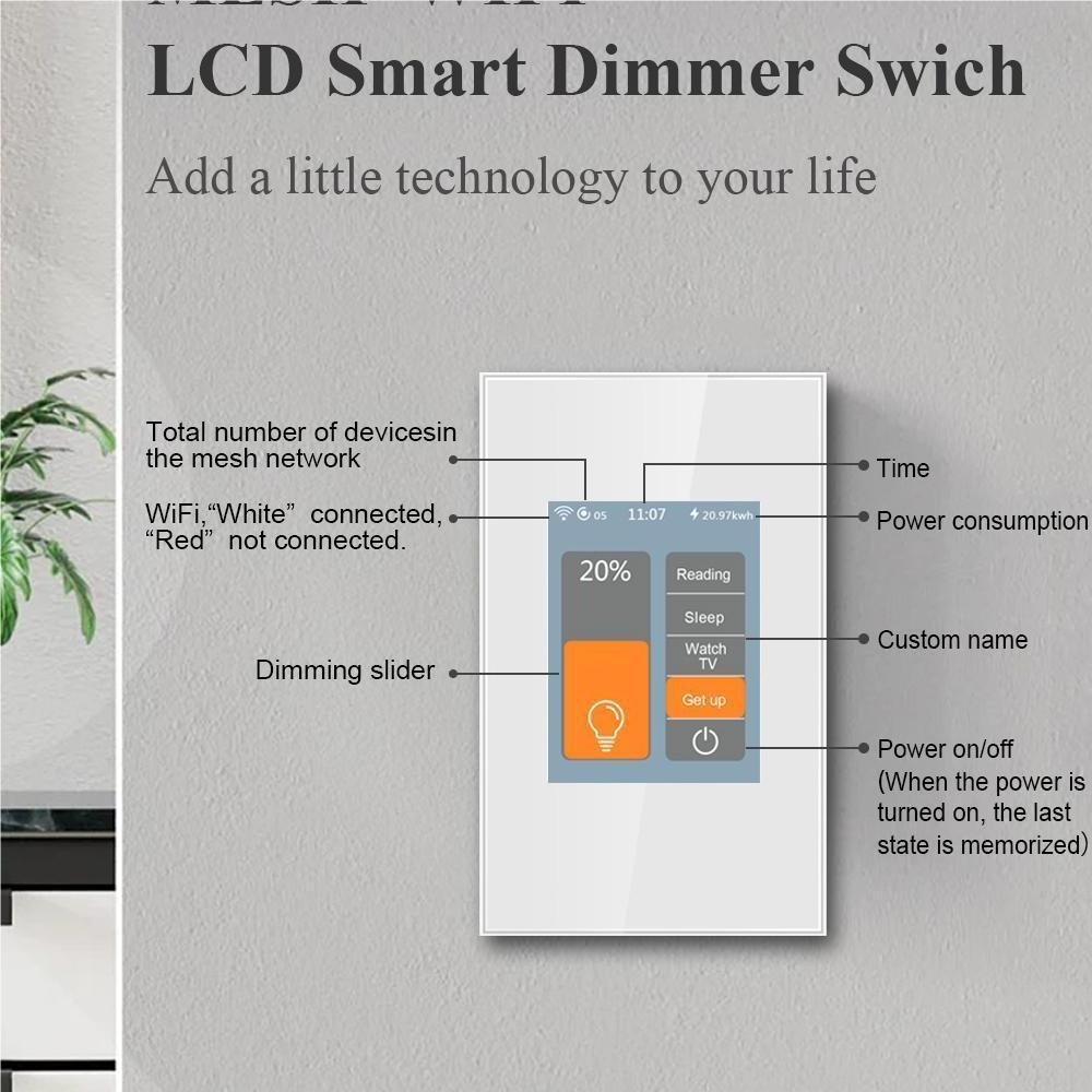 2024 LCD Smart Dimmer Switch for smart home work with Apple home kit and TUYA&Smart life app