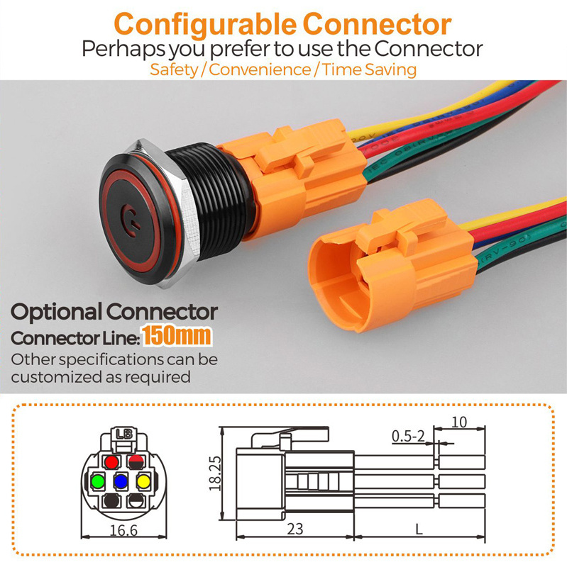 LB19A arcade game machine automotive bi-color push button switch