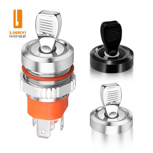 LANBOO 16mm 16A High Current Metal Toggle Switch IP65 Waterproof Push Button Factory Direct Sales With Indicator 5-24V 220V