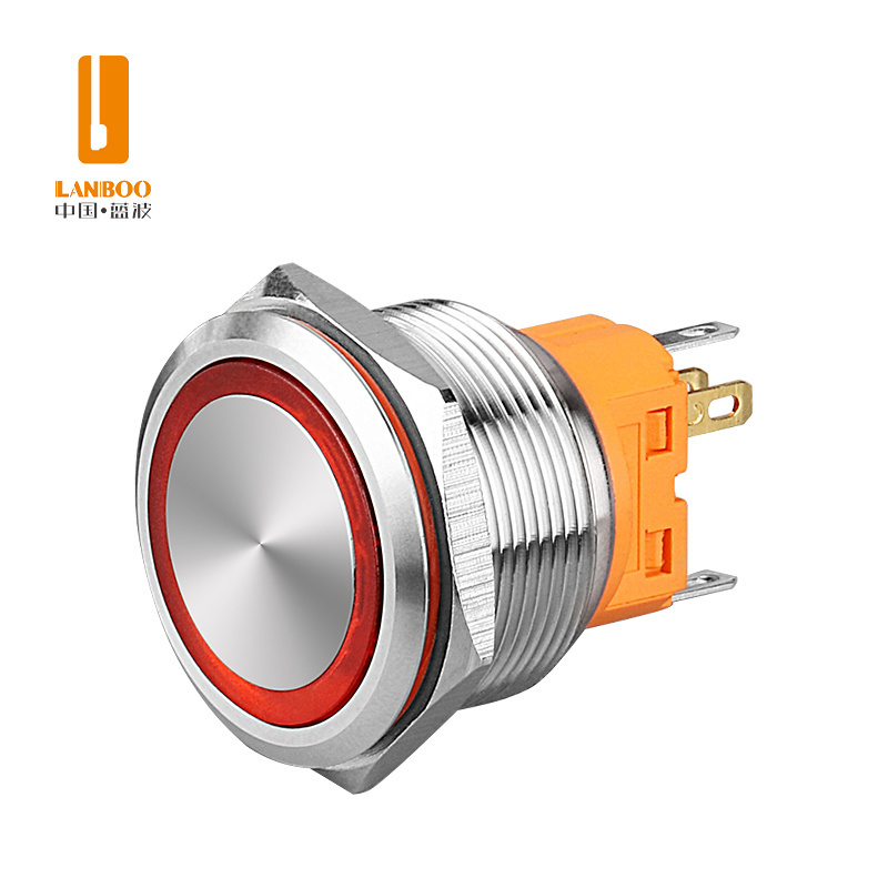 LANBOO  25/30mm Bi-color RGB LED Metal Push Button Switch Momentary Latching Waterpoof 2no2nc Button On Off Stainless Steel