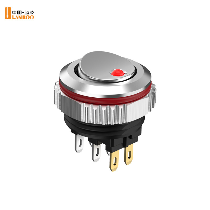 LANBOO CX16mm Circular Rocker Button Switch 2NO/2NO2NC button switch R/G/B/Y/W 5-24V/220V 2 Normally Open Contacts