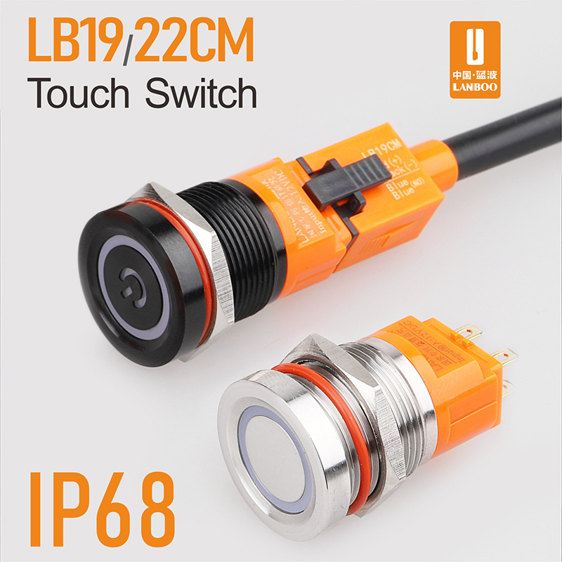 LANBOO 19/22mm Metal Touch Switch With LED Bi-color  Concact Control Soft Tact Button Waterproof IP68 RoHS