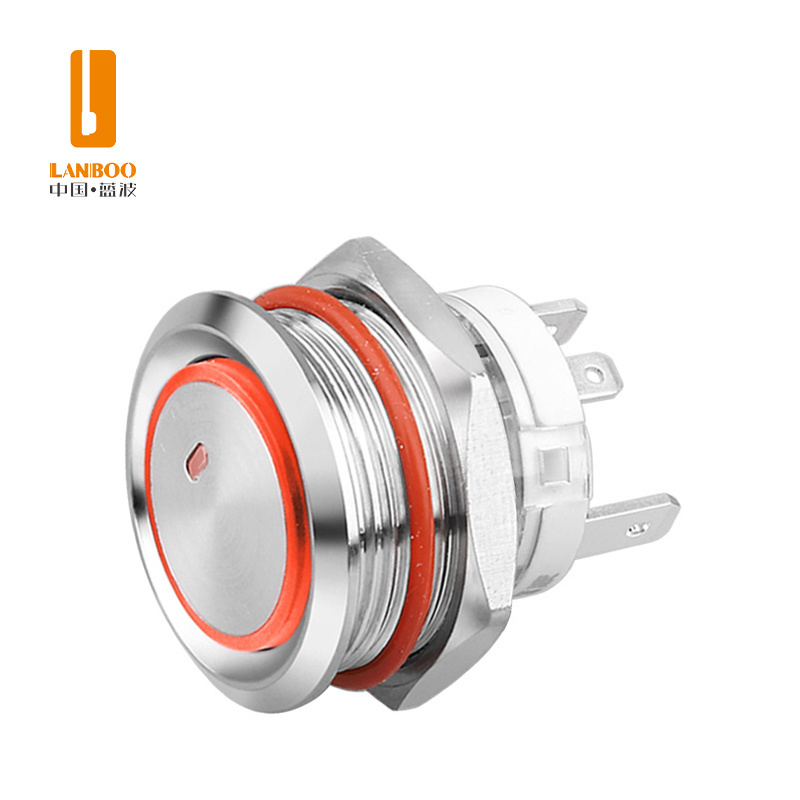 LANBOO 22mm 16A large current self-locking reset stainless steel metal button switch