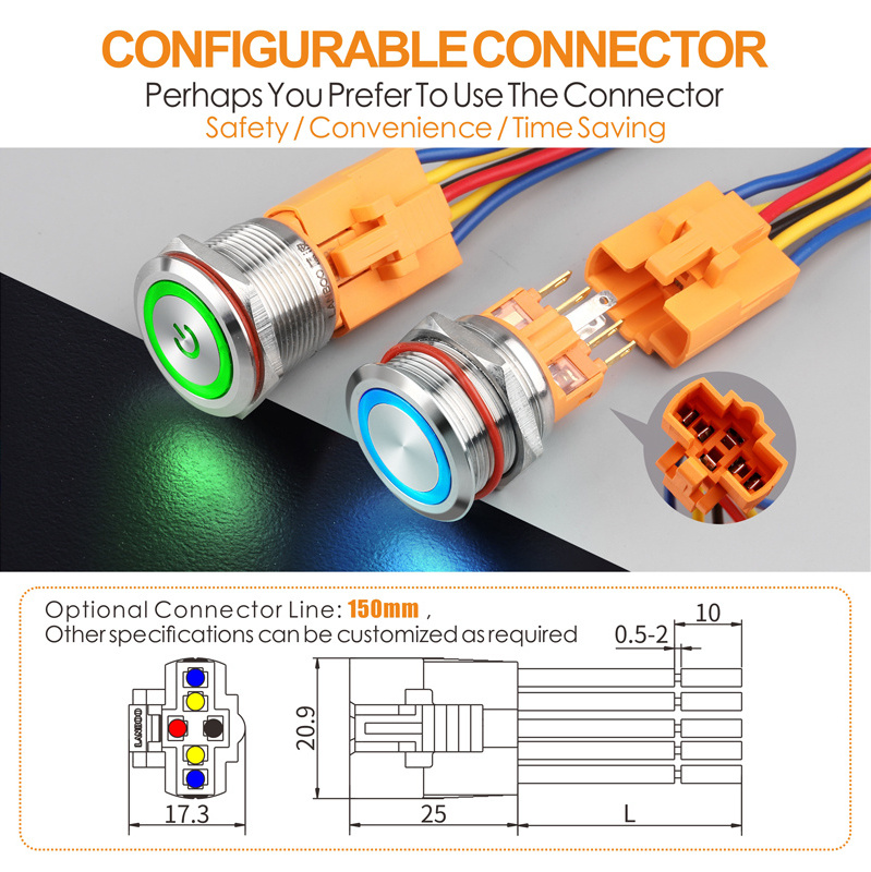 LANBOO 22B Series Push Button Switch For Kitchen Hood With Plat Without LED  high current 7A