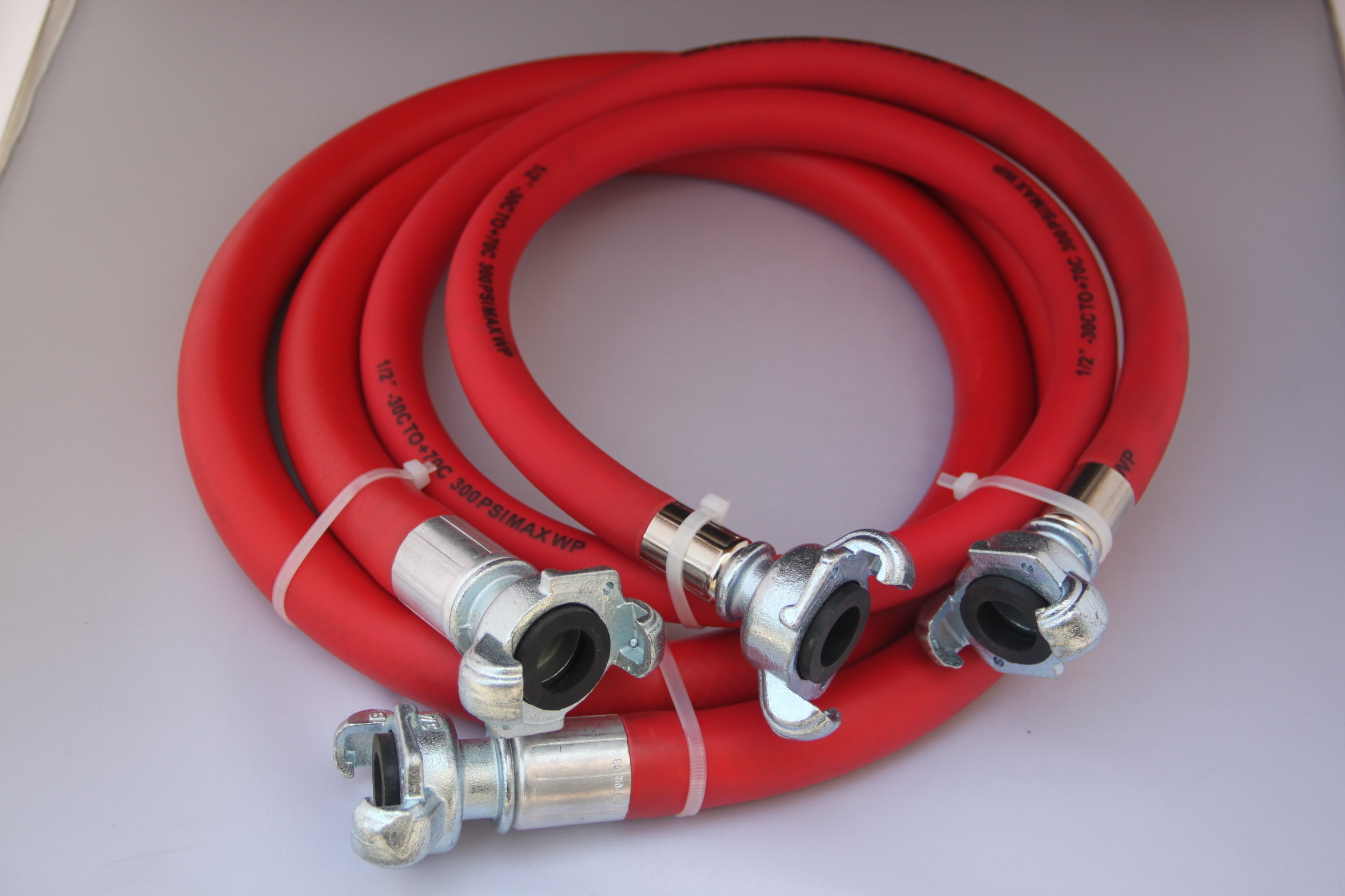 3/8 inch EPDM Jackhammer Air Hose 50ft Length With 3/4 inch Crimped Universal Chicago Coupling Connection Fitting