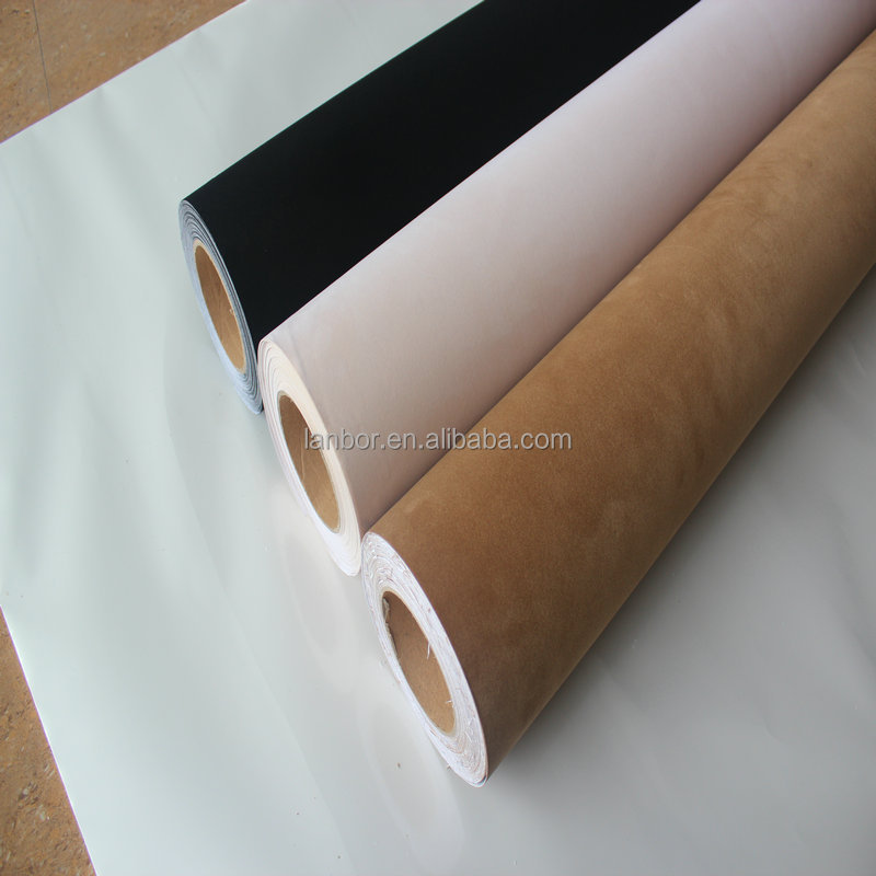 0.8 mm Velvet Suede PVC Faux Artificial Upholstery Synthetic Self Adhesive Leather Sticker Roll for Car Interior Repair