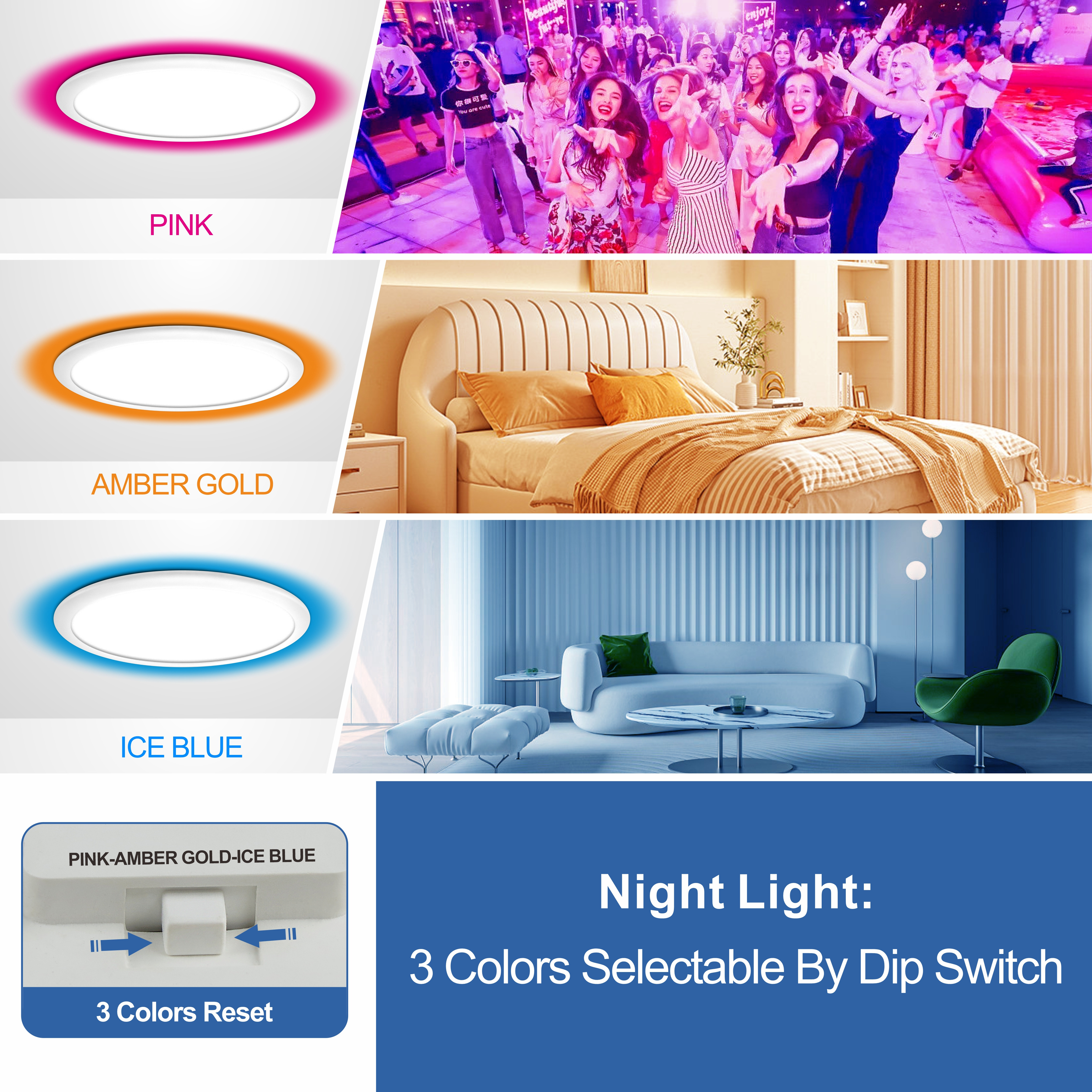 Modern Style Indoor Ceiling Lighting Bedroom 6w 12w 24w 36w Recessed RGB Led Frameless Panel Light