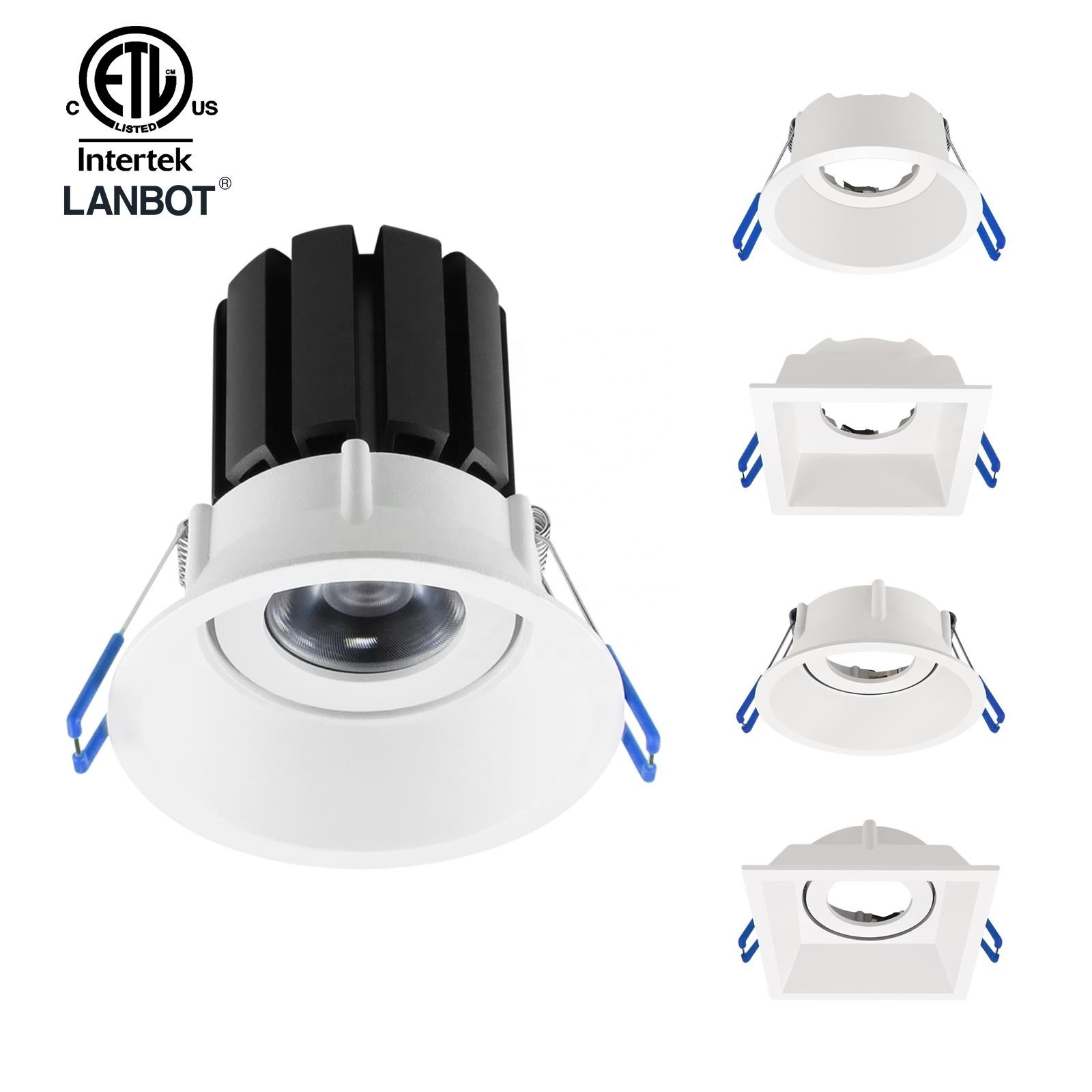 ETL 120v/277v 3 Inch Anti Glare Downlight 2 Inch Recessed Downlight Color Tunable LED Lights For Hotel Lobby