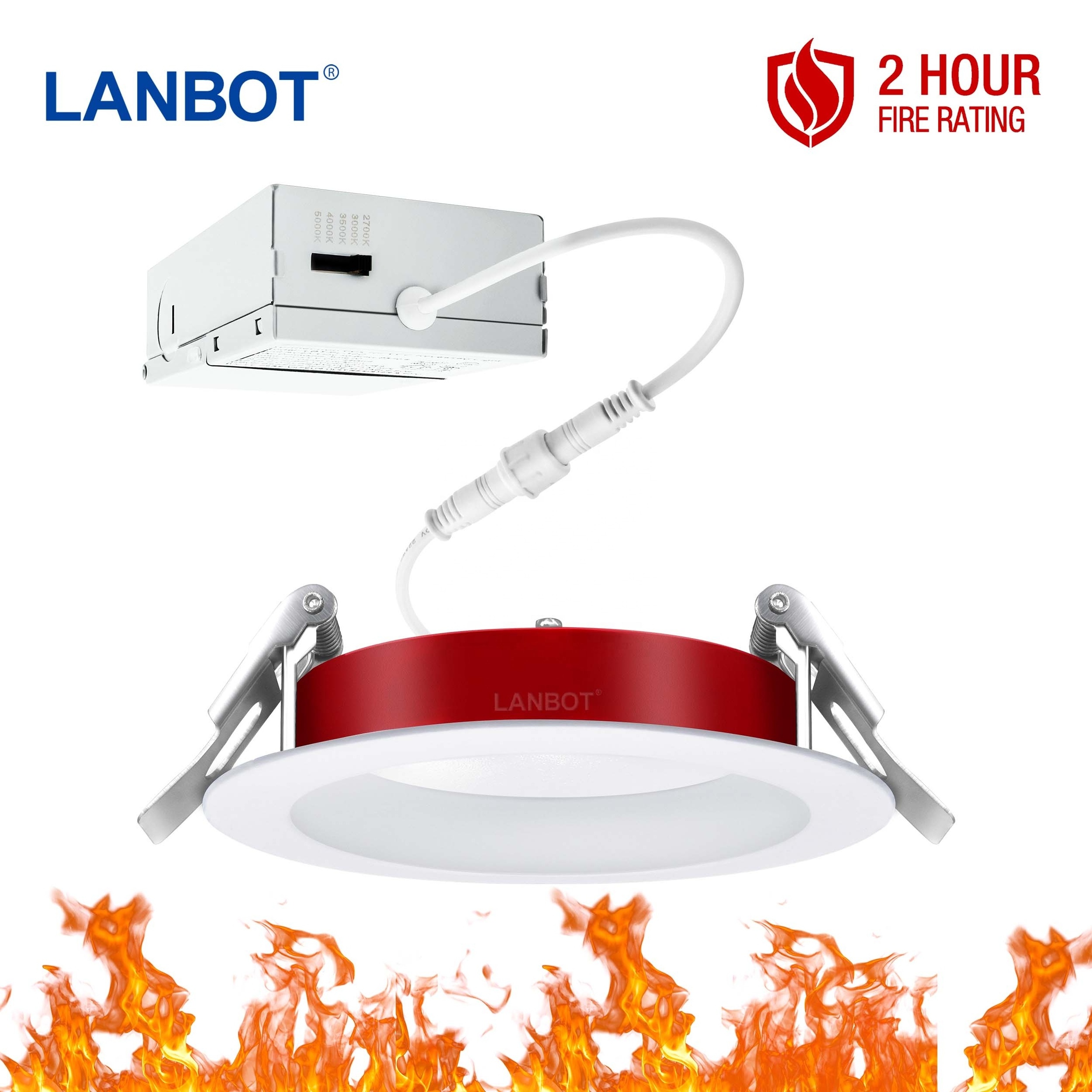 LANBOT ETL 2 Hours Fire Rated 4 inch Round Square Recessed Regressed LED Downlight LED Panel Light For USA market