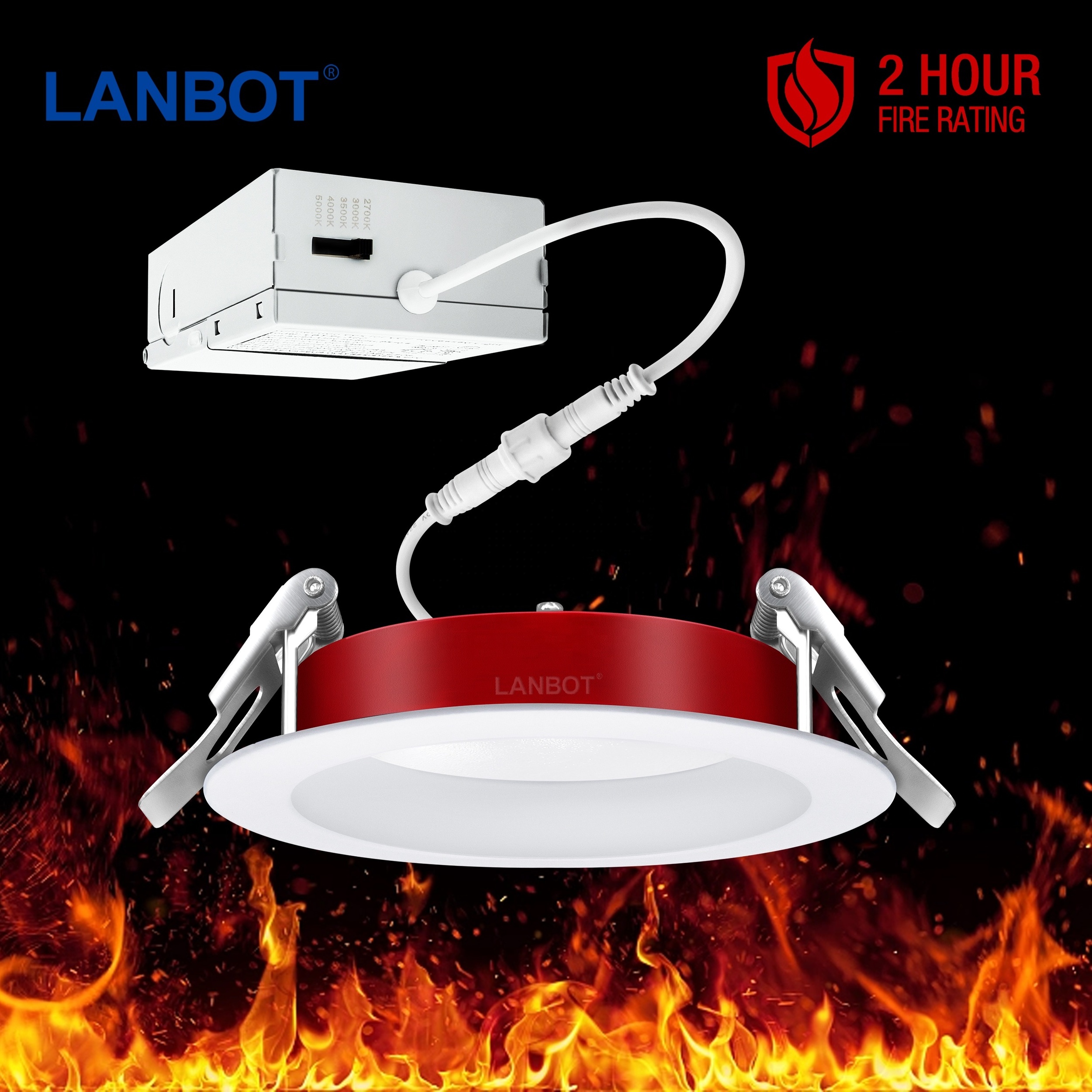 LANBOT ETL 2 Hours Fire Rated 4 inch Round Square Recessed Regressed LED Downlight LED Panel Light For USA market