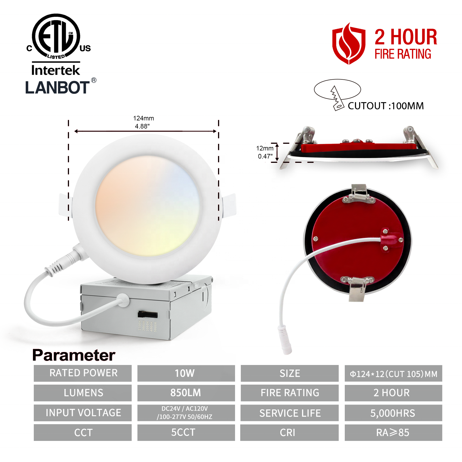 Dimmable Fire Rated Lighting Led Latest Downlight Round Gu10 Rgb IP65 Round Shape 50W Modern Residential,home Office 2700K-5000K